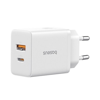 BASEUS CUBE hálózati töltő USB+Type-C aljzat 30W, PD gyorstöltő 3.0, FEHÉR