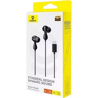 BASEUS ENCOK CZ20 fülhallgató SZTEREO (Type-C, mikrofon, felvevő gomb, hangerőszabályzó) FEKETE