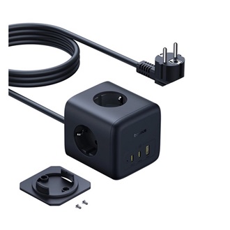 BASEUS ENERFILL FA11 hálózati elosztó 3 AC+USB+2 Type-C aljzat 67W, GaN6 + 150cm tápkábel, FEKETE