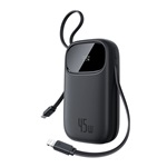 BASEUS ENERFILL FC31 powerbank Type-C+USB aljzat (20000mAh, 45W, PD gyorstöltő, LED + fix Type-C/lightning kábel) FEKETE
