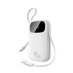 BASEUS ENERFILL FC31 vésztöltő Type-C+USB aljzat (20000mAh, 45W, PD gyorstöltő, LED + fix Type-C/lightning kábel) FEHÉR