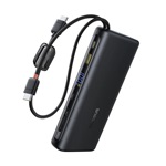 BASEUS ENERFILL FC41 ULTRA-MINI powerbank Type-C aljzat (25000mAh, 145W, PD gyorstöltő + fix Type-C kábel) FEKETE
