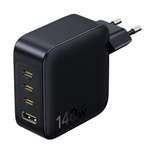 BASEUS ENERFILL FH11 hálózati töltő USB+3 Type-C aljzat (140W, GaN, PD gyorstöltő 3.0 + Type-C kábel) FEKETE