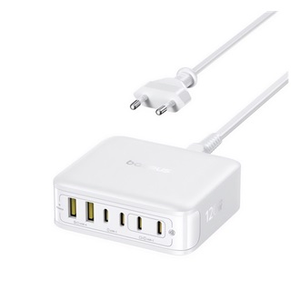 BASEUS ENERFILL FH21 hálózati elosztó 2 USB+4 Type-C aljzat (120W, GaN PD gyorstöltő 3.0 + 150cm tápkábel) FEHÉR
