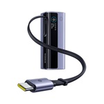 BASEUS ENERGEEK GR11 powerbank 2 Type-C+USB aljzat (20000mAh, 45W, PD gyorstöltő + fix, csévélhető Type-C kábel) SZÜRKE