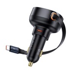 BASEUS ENJOYMENT PRO autós töltő Type-C aljzat 60W, PD gyorstöltő 3.0 + Type-C kábel, FEKETE