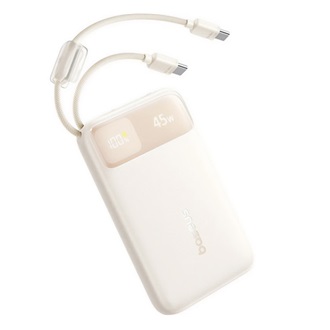BASEUS EnerFill FC11 powerbank USB+Type-C aljzat (10000mAh, 45W, PD gyorstöltő, LED kijelző + fix Type-C kábel) BÉZS