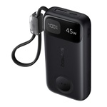 BASEUS EnerFill FT31 powerbank USB+Type-C aljzat (10000mAh, 45W,  Apple Watch töltő + fix Type-C kábel) FEKETE