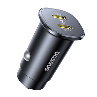 BASEUS GOTRIP autós töltő 2 Type-C aljzat 30W, PD gyorstöltő, FEKETE