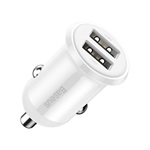 BASEUS GRAIN PRO autós töltő 2 USB aljzat 24W, gyorstöltő, FEHÉR