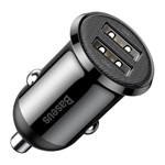 BASEUS GRAIN PRO autós töltő 2 USB aljzat 24W, gyorstöltő, FEKETE