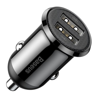 BASEUS GRAIN PRO autós töltő 2 USB aljzat 24W, gyorstöltő, FEKETE