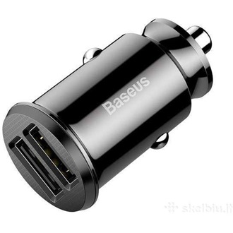 BASEUS GRAIN autós töltő 2 USB aljzat 15W, túlfeszültség elleni védelem, FEKETE