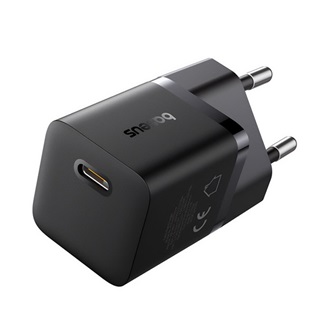 BASEUS GaN5 MINI 1C hálózati töltő Type-C aljzat 25W, GaN, FEKETE