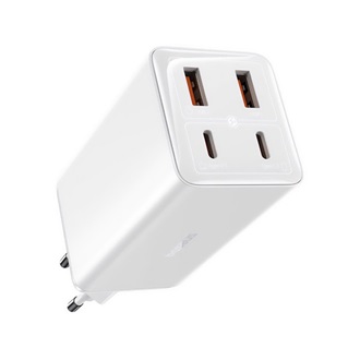 BASEUS GaN6 PRO hálózati töltő 2 USB+2 Type-C aljzat (100W, GaN6, PD gyorstöltő 3.0 + Type-C kábel) FEHÉR