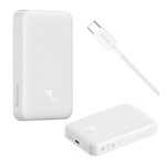BASEUS MAGNETIC MINI OS vésztöltő Type-C aljzat 10000mAh, MagSafe + Type-C kábel, FEHÉR