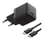 BASEUS PALM 1C hálózati töltő Type-C aljzat 20W, PD gyorstöltő 3.0 + Type-C kábel, FEKETE