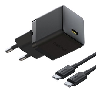 BASEUS PALM 1C hálózati töltő Type-C aljzat 20W, PD gyorstöltő 3.0 + Type-C kábel, FEKETE
