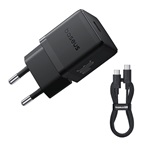BASEUS PALM 1C hálózati töltő Type-C aljzat 30W, PD gyorstöltő 3.0 + Type-C kábel, FEKETE