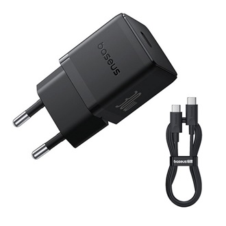 BASEUS PALM 1C hálózati töltő Type-C aljzat 30W, PD gyorstöltő 3.0 + Type-C kábel, FEKETE