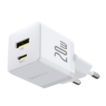 BASEUS PALM hálózati töltő USB+Type-C aljzat 20W, PD gyorstöltő 3.0, FEHÉR