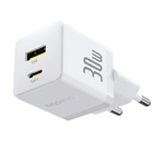BASEUS PALM hálózati töltő USB+Type-C aljzat 30W, PD gyorstöltő 3.0, FEHÉR