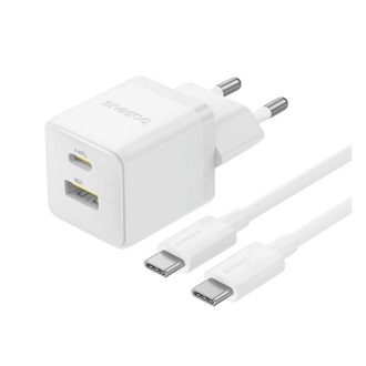 BASEUS PALM hálózati töltő USB+Type-C aljzat 30W, PD gyorstöltő 3.0 + Type-C kábel, FEHÉR