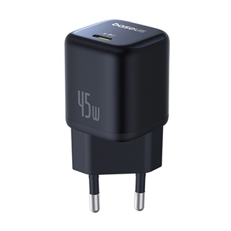 BASEUS PICOGO hálózati töltő Type-C aljzat (45W, GaN, PD gyorstöltő) FEKETE