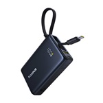 BASEUS PICOGO vésztöltő USB+Type-C aljzat 10000mAh, LED kijelző + fix Type-C kábel, FEKETE
