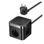 Baseus PowerCombo Cube 3db villásdugó CEE 7/3 (EU) elosztó 1.5m fekete