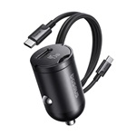 BASEUS PrimeTrip VP2 autós töltő Type-C aljzat (45W, PD gyorstöltő 3.0 + Type-C kábel) FEKETE