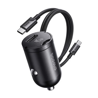 BASEUS PrimeTrip VP2 autós töltő Type-C aljzat (45W, PD gyorstöltő 3.0 + Type-C kábel) FEKETE