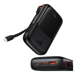 BASEUS QPOW PRO OE vésztöltő USB+2 Type-C aljzat 10000mAh, LED kijelző + Type-C kábel, FEKETE