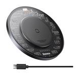 BASEUS SIMPLE 2 asztali töltő 15W, MagSafe + Type-C tápkábel, FEKETE