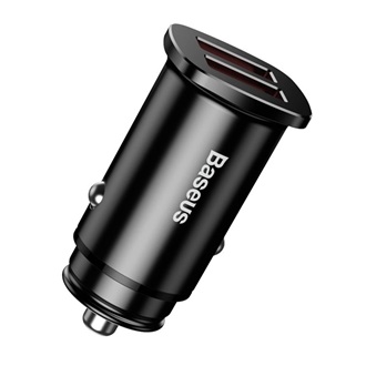 BASEUS SQUARE autós töltő 2 USB aljzat 30W, PD gyorstöltő 3.0, FEKETE