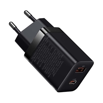 BASEUS SUPER SI PRO hálózati töltő USB+Type-C aljzat 30W, PD gyorstöltő 3.0, FEKETE
