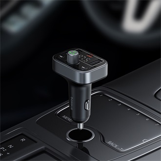 BASEUS S-09 PRO bluetooth FM transmitter autós töltő 2 USB/Type-C aljzat v5.3, LED kijelző, FEKETE