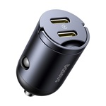 BASEUS Tiny Star Mini autós töltő 2 USB aljzat (30W, PD gyorstöltő) FEKETE