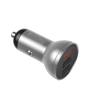 BASEUS autós töltő 2 USB aljzat 24W, LED kijelző, EZÜST