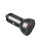 BASEUS autós töltő 2 USB aljzat 24W, LED kijelző, SZÜRKE