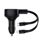 BASEUS autós töltő USB, PD gyorstöltő + Type-C/lightning kábel, FEKETE