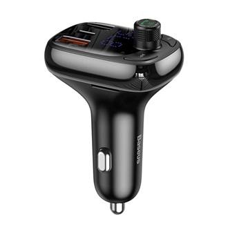 BASEUS bluetooth FM transmitter autós töltő 2 USB+Type-C aljzat (36W, PD gyorstöltő 4.0, microSD kártyaolvasó) FEKETE