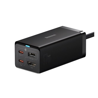 BASEUS hálózati elosztó USB+2 Type-C+HDMI aljzat 67W, PD gyorstöltő + hálózati kábel, FEKETE