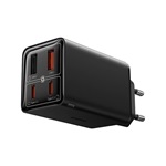 BASEUS hálózati töltő 2 USB+2 Type-C aljzat 65W, gyorstöltő + Type-C kábel, FEKETE