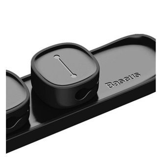 BASEUS kábeltartó/kábelrendező öntapadó alaptartó, 3 részes mágneses kábelrögzítő, FEKETE