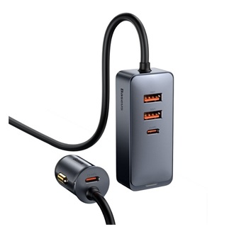 BASEUS szivargyújtó adapter elosztó, 150cm, SZÜRKE