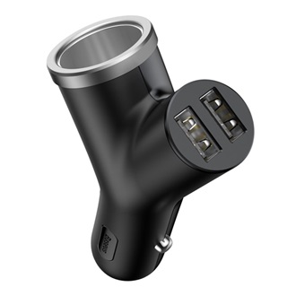 BASEUS szivargyújtó adapter elosztó, 40W, FEKETE