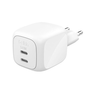 BELKIN BOOSTCHARGE PRO hálózati töltő 2 Type-C aljzat 50W, PD gyorstöltő, FEHÉR