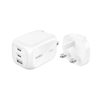 BELKIN BOOSTCHARGE PRO utazó töltő USB+2 Type-C aljzat 100W, US, FEHÉR