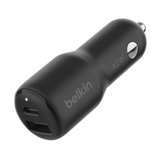 BELKIN BOOST CHARGE DUAL autós töltő USB+Type-C aljzat 42W, PD gyorstöltő, FEKETE